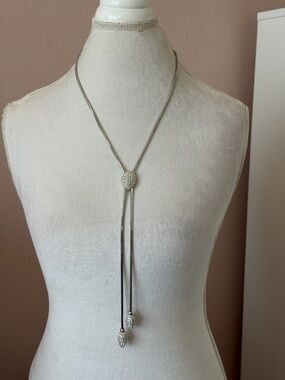 Swarovski 24" Crystal Lariat Necklace – Silver-Tone Snake Chain